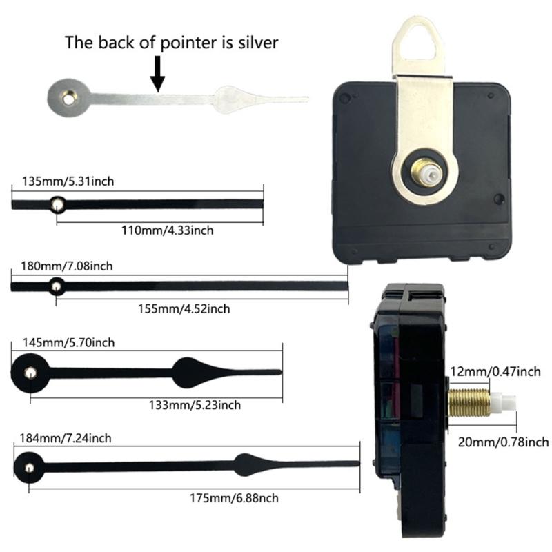 Clock Movement Kits, Battery Operated Quartzs Movement Replacement, Long and Short Wall Clock Mechanism, Motor