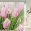 3d Tulip Fresh Flowers Shower Curtains Bathroom Waterproof Floral Bath Curtain Polyester Cloth With Hooks Decorative Bath Screen