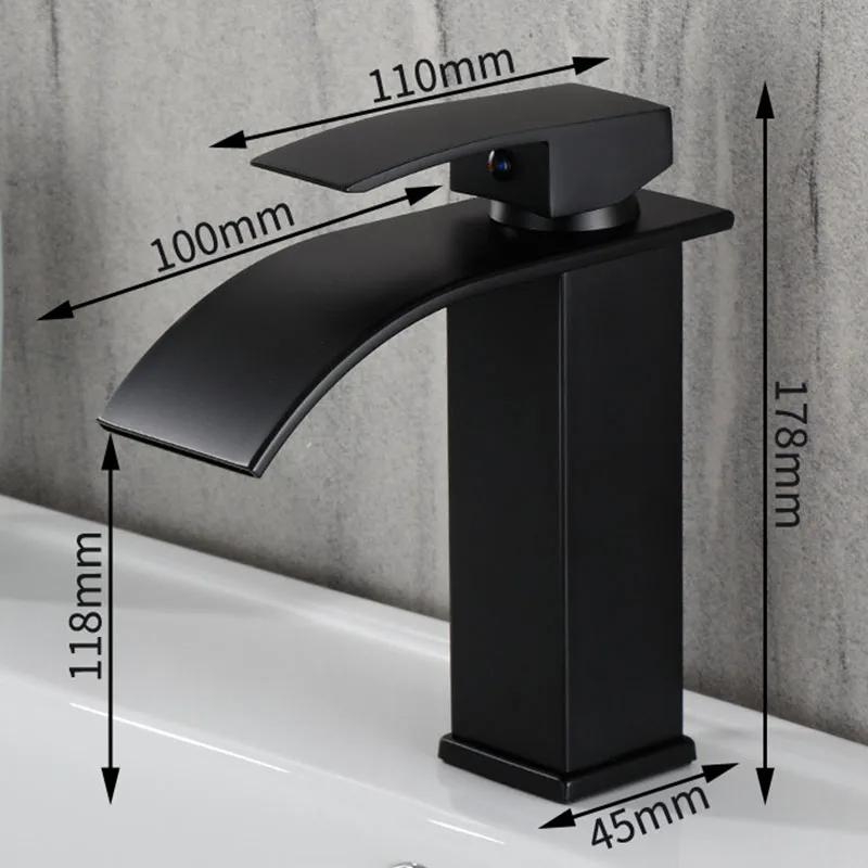 Waterfall Bathroom Basin Faucet Stainless Steel Hot and Cold Mixer Faucets Sink Faucets Bathroom Kitchen Deck Mounted