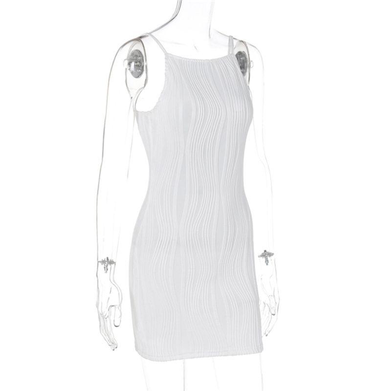

Fashion Sexy Slim Hip Open Back Sling Dress Short Skirt Sexy Backless Mini Dress White S