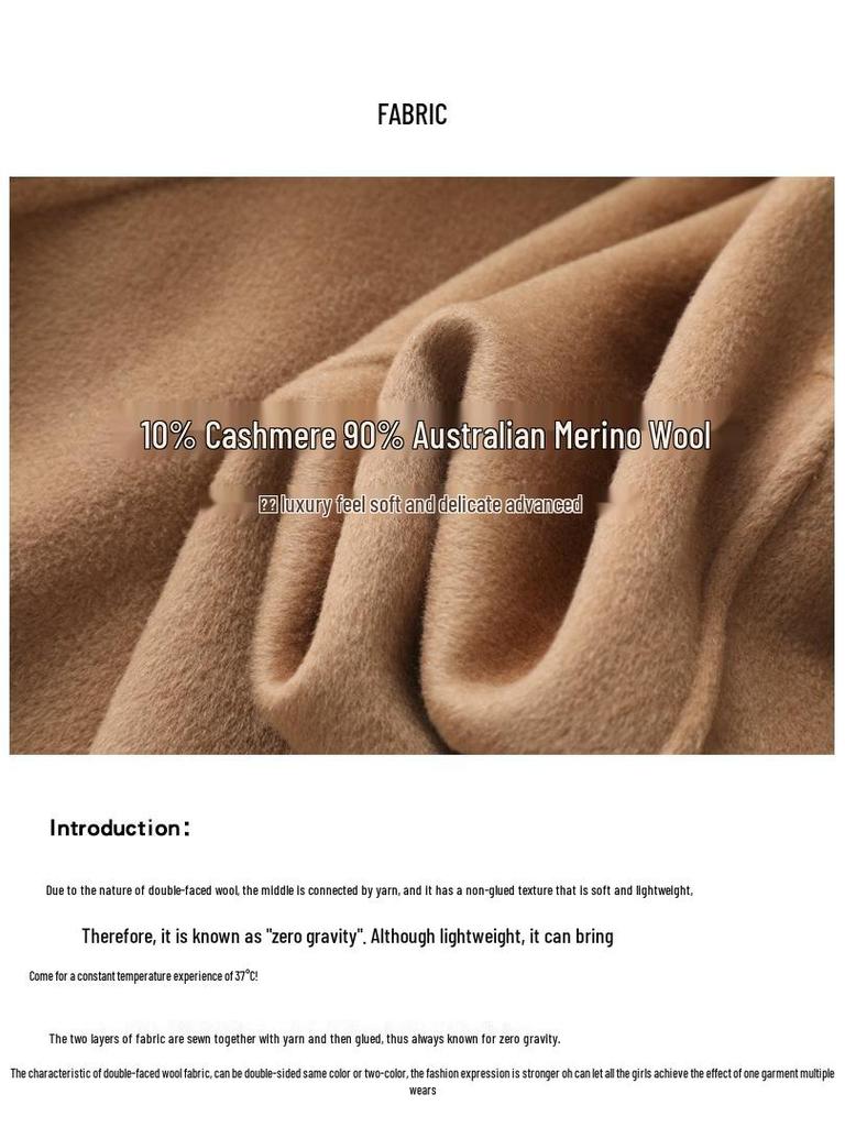 Women's Camel Wool Overcoat - Autumn/Winter High-End Suit with Belt, Petite Fit, Long H-Version, Elegant Temperament, Style 801