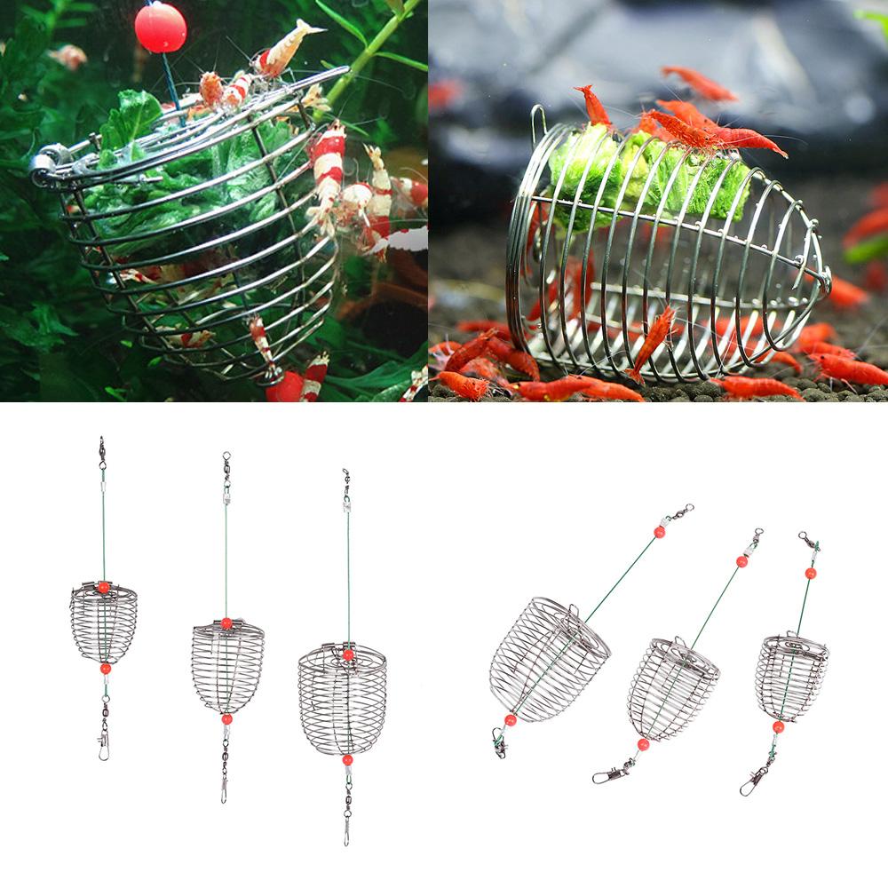 1PC Durable Aquarium Small Bait Feeder Crystal Shrimp Dry Food Feeding Fishing Lure Cage Stainless Steel Aquarium Bait Feeder