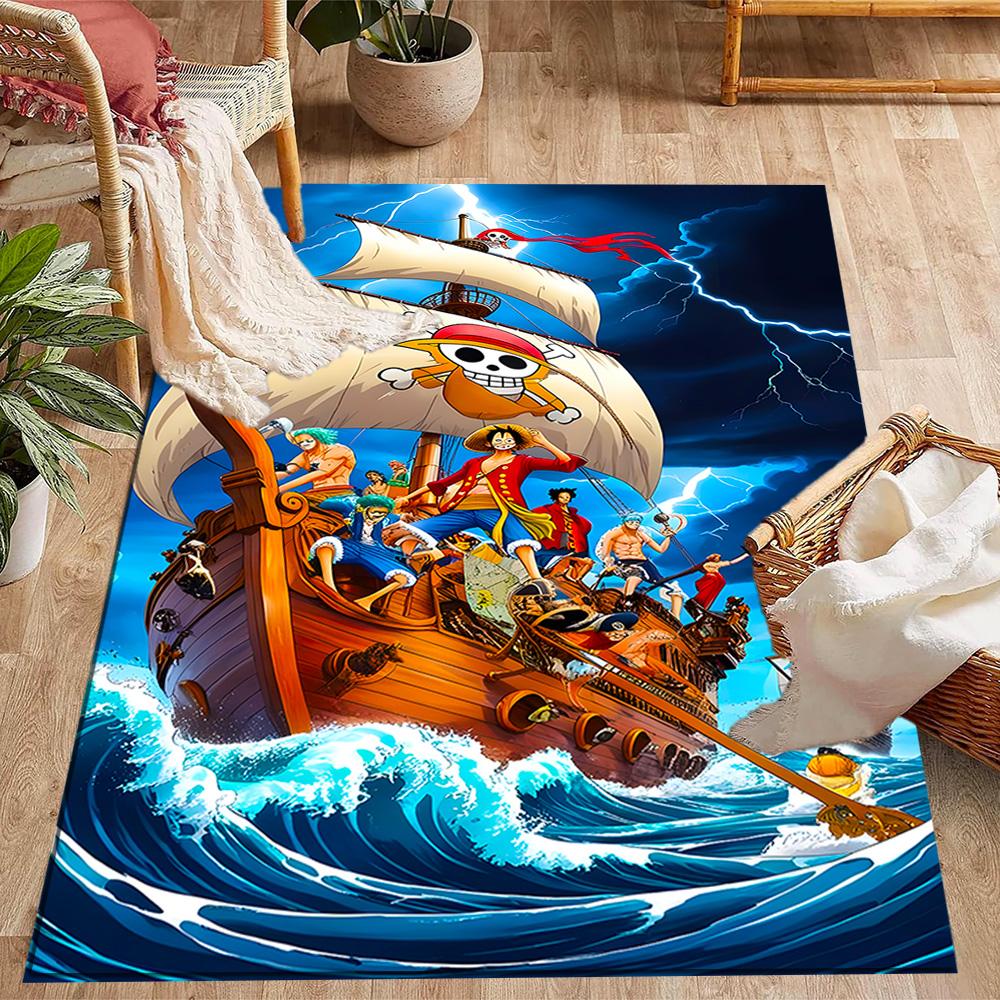 One Piece Luffy Themed Anti-Slip Rugs - Polyester Home Decor, Suitable for Bedrooms, Living Rooms, Doorways, Studios, and Decorations