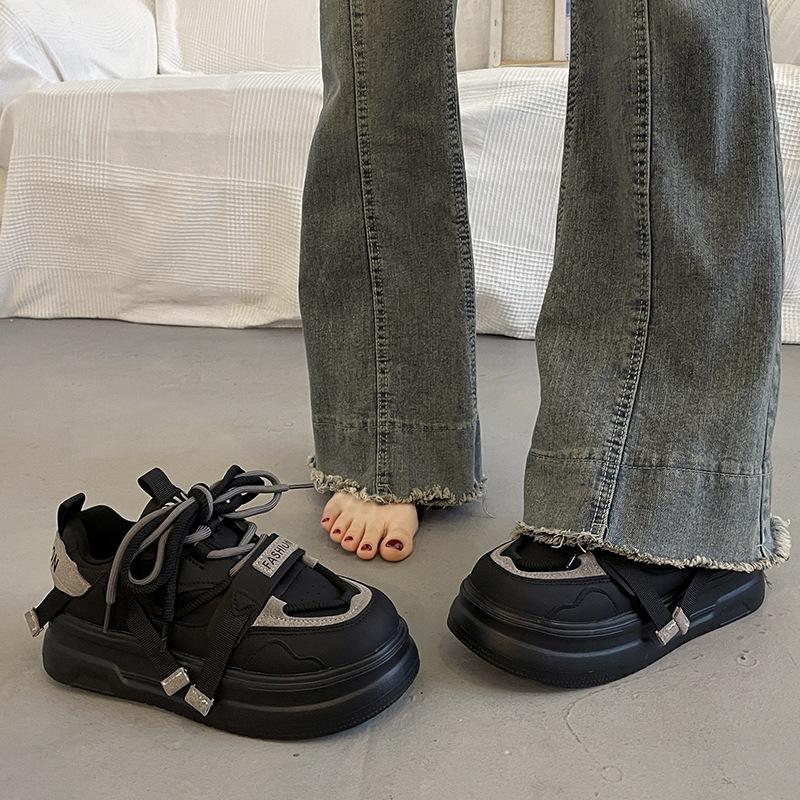 Niche thick-soled muffin board shoes women's versatile 2 new autumn height-increasing casual sports dad shoes