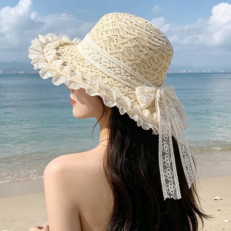 New Summer Women's Rustic-Style Straw Hat Sun Protection for The Beach Versatile and Flattering