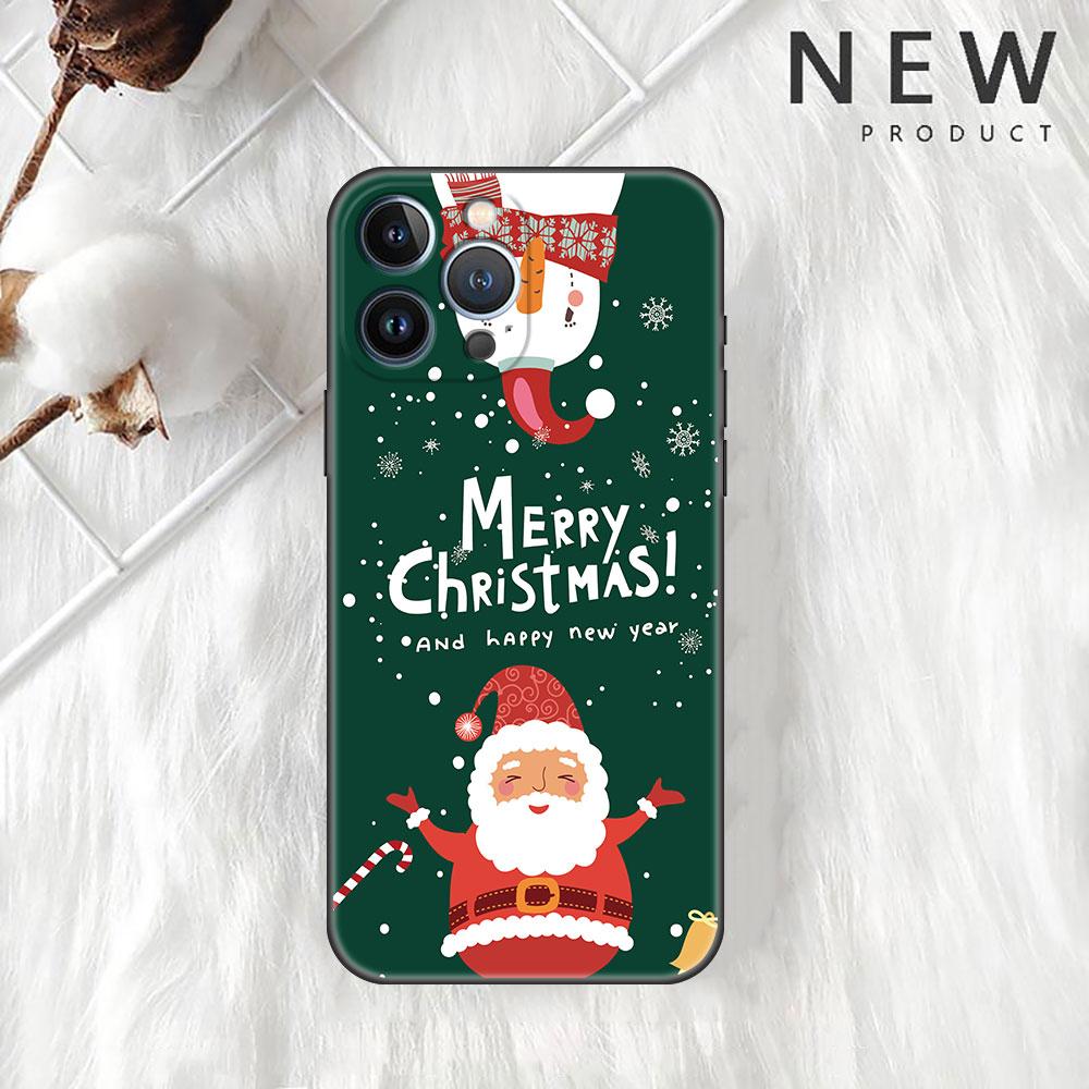 Carcasă de telefon moale cu model om de zăpadă de Crăciun pentru Apple iPhone 14 11 13 12 Pro 7 XR X XS Max 8 Plus 6 6S 14Pro, neagră