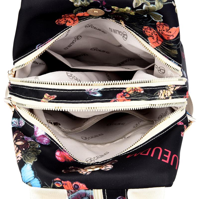 Women Butterfly Print Backpack Nylon Anti-theft Shoulder Bag Casual Daypack with Adjustable Strap Travel School Bags