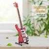 Red Miniature Bass Guitar Replica with Stand and Case Instrument Model Ornaments Christmas Gift