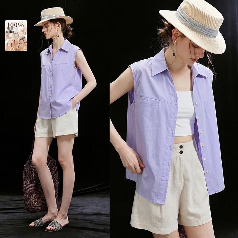 Women s 100% Cotton Sleeveless Button-Up Blouse EU 40