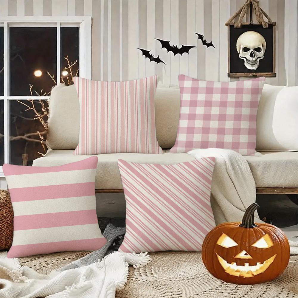 Con Rayas Rosas De Art Cushion Cover Halloween Decoration Trick Or Treat Cushion Cover Ghost Pumpkin Head Bat Decoration
