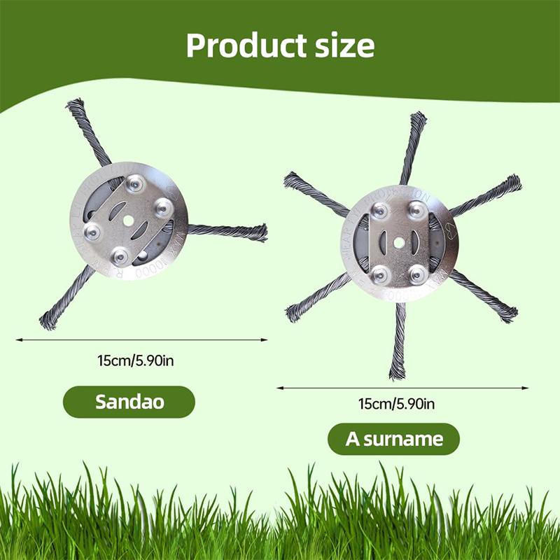 6 Inch Steel Wire Wheel Head String Trimmer Replacement Head Universal Weed Brush Cutter Head Grass Trimmer Head Lawnmover Tool
