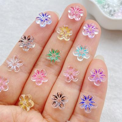 50 Stück 12mm Harz 3D Bunt Mini Kristallblumen Edelsteine Flache Rückseite Figuren Scrapbooking Hochzeit Applikation Nagelkunst Dekor Bastelbedarf