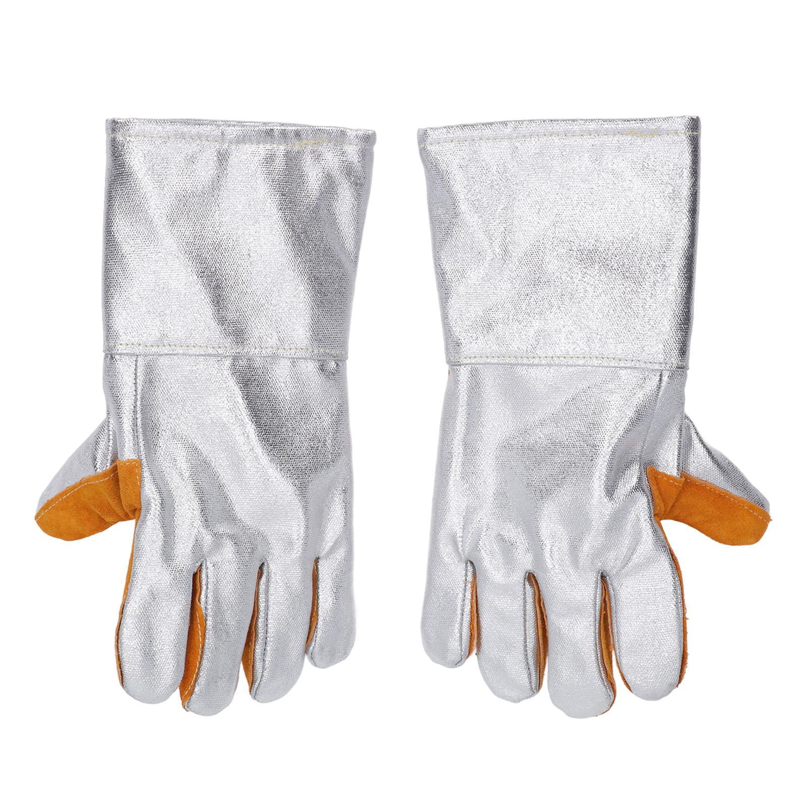 

1 пара сварочных перчаток из коровьей кожи, термостойкие, огнеупорные, износостойкие, перчатки из алюминиевой фольги