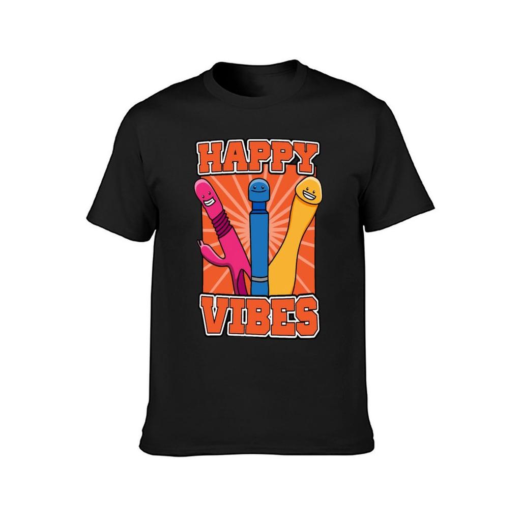 Happy Vibes Vibrator Dildo T-Shirt Blacks Animal Prinfor Boys Boys Whites Black T-shirts for Men