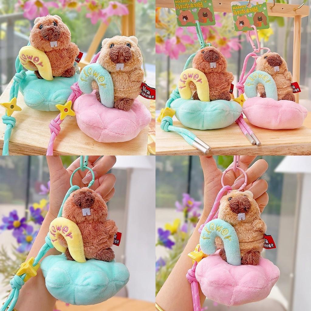 Plush Marmota Star Keychain Anime Backpack Pendant Cute Kids Gift Decoration