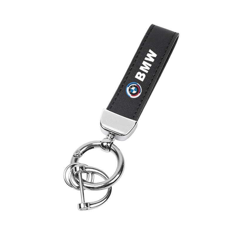 Leather Car Logo Key Chain Keyring Auto Interiors Accessories For BMW 50th Anniversary E46 E90 E60 F30 F10 E39 E36 F20 G20 G30 ulcr72