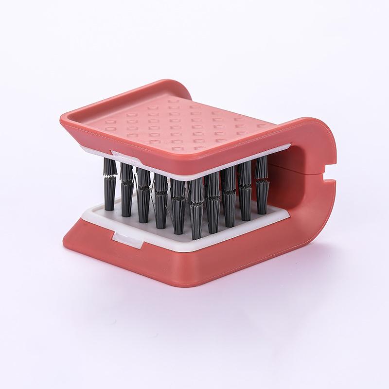 

Щетка для чистки 1 шт. Многофункциональная кухонная щетка для ножей, нож для мытья посуды, двухсторонняя чистящая губка-щетка розовый