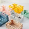 Foldable Plastic Storage Bin Collapsible Organizer Box for Student Dorm Office Supplies Stackable Multi Purpose Drawer Crate