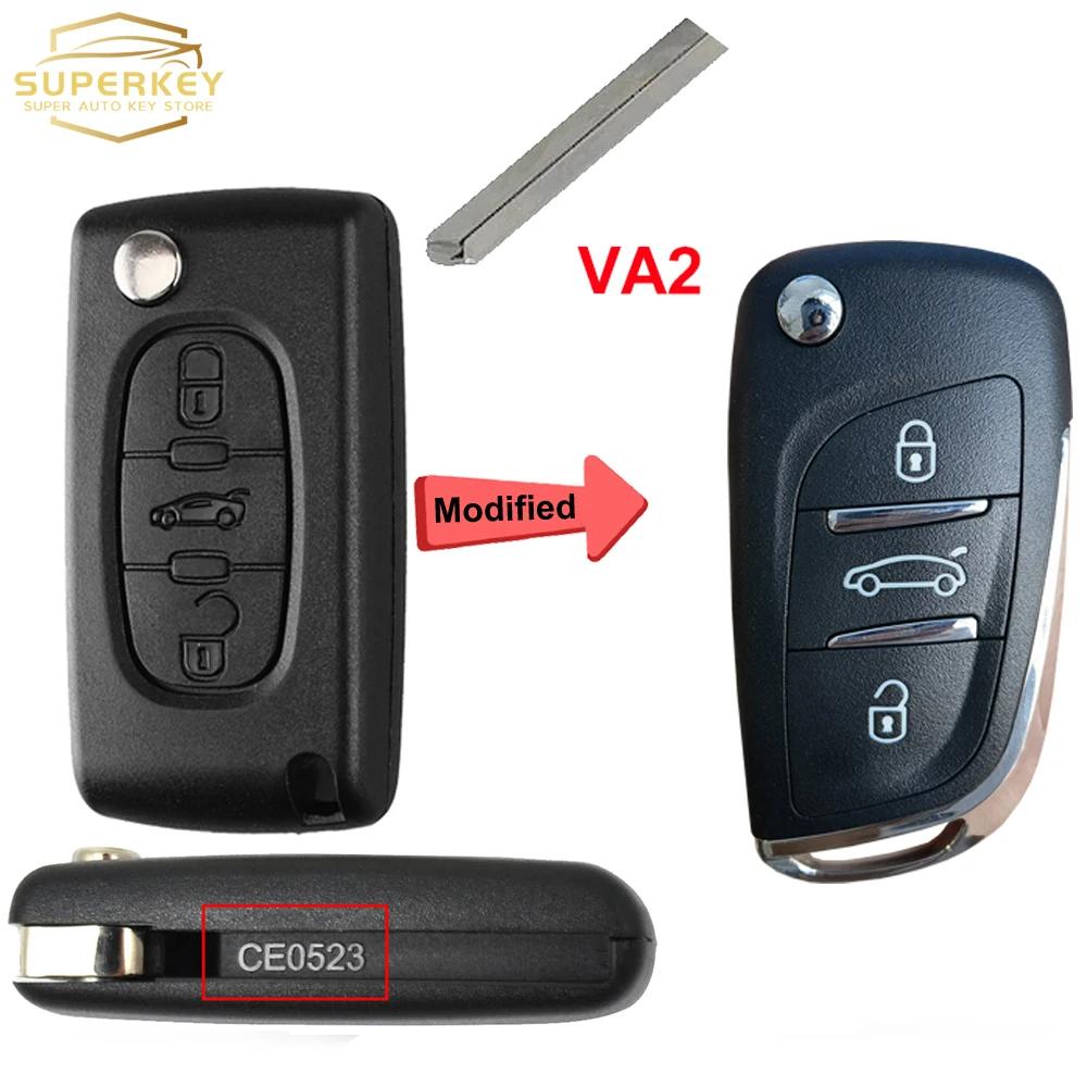 

SUPERKEY Modified Remote Car Key Shell Flip Case For Citroen C2 C3 C4 C5 Berlingo For Peugeot 207 307 308 407 607 HU83 VA2 For Peugeot