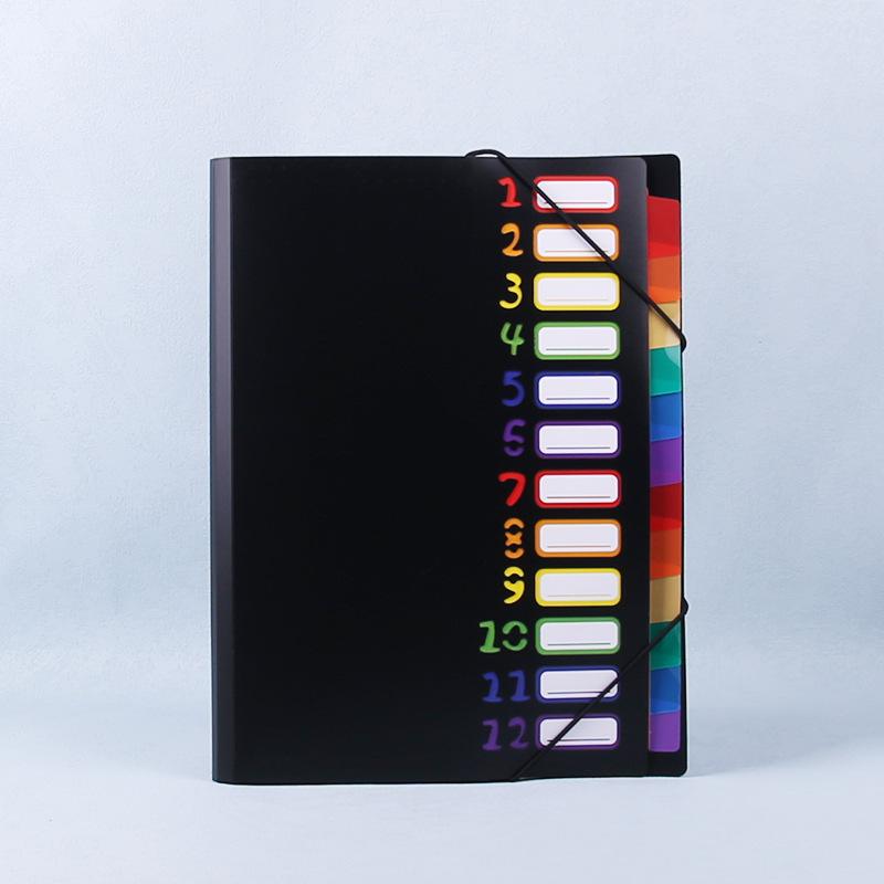 Accordion Bag with Multi-layer Rainbow Pages - Document Classification Folder with PP Binding and Cord