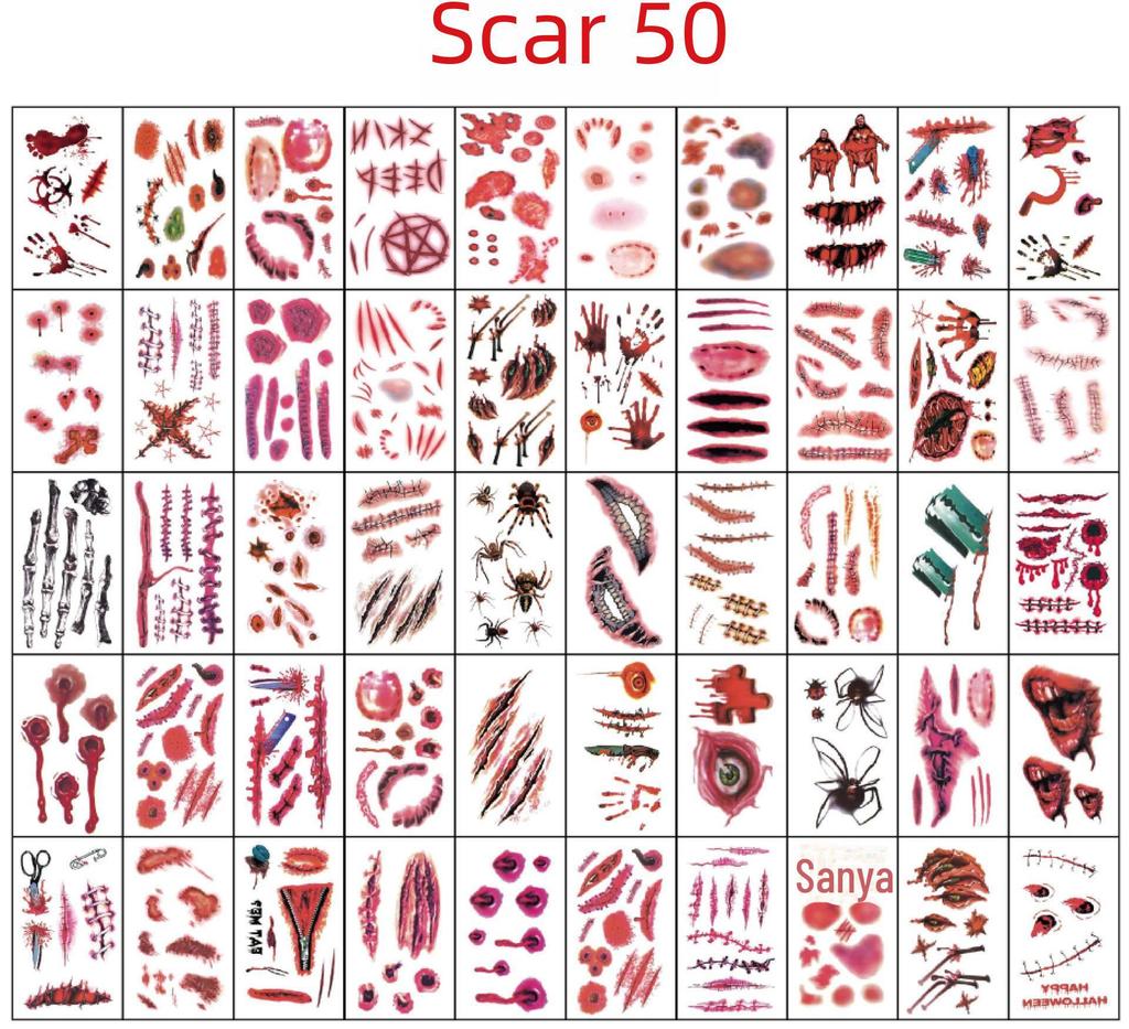 Halloween Bleeding Bite & Tooth Mark Scar Stickers for Face