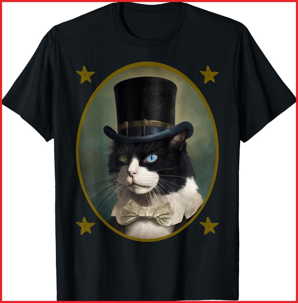Tuxedo Cat Presidents Day George Washington Abraham Lincoln black T-Shirt Unisex T-Shirt S