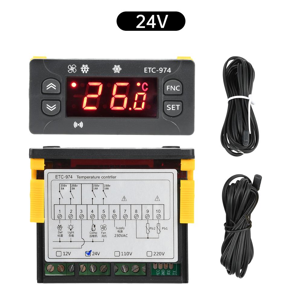 ETC-974 Digital Temperature Controller Microcomputer Thermostat Refrigeration Alarm 12V 24V 110V  220V NTC Sensor