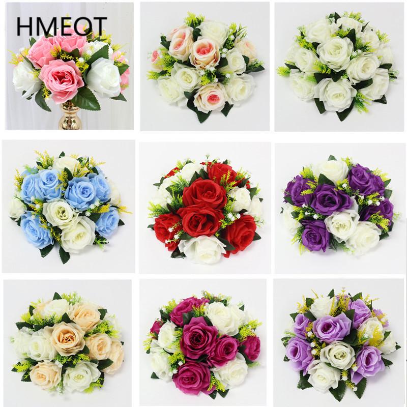 

Cheap Artificial Flower Ball Plastic Green Mesh Base Silk Table Centerpieces For Wedding Decor Party Road Lead Flower