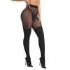 1 Pair Elegant Black Women'S High-Waist Sheer Tights - Stretchy Nylon/Spandex Blend, Vertical Stripe Jacquard Design, Perfect for Spring & Fall
