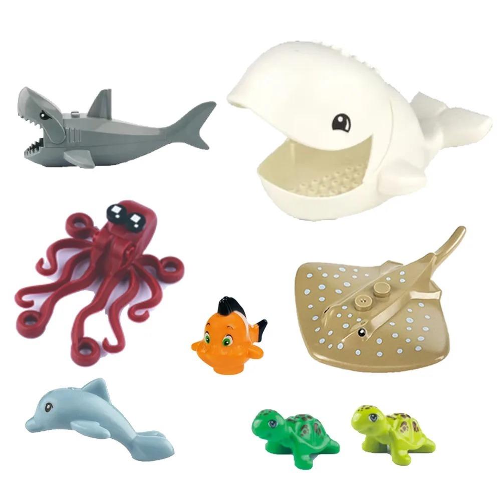 MOC Animal Scene Building Blocks Zoo Ducks Cat Dog Penguin Eagle Dove Wolf Bear Deer Shark Snake Mice Sheep DIY Toys Bricks K055