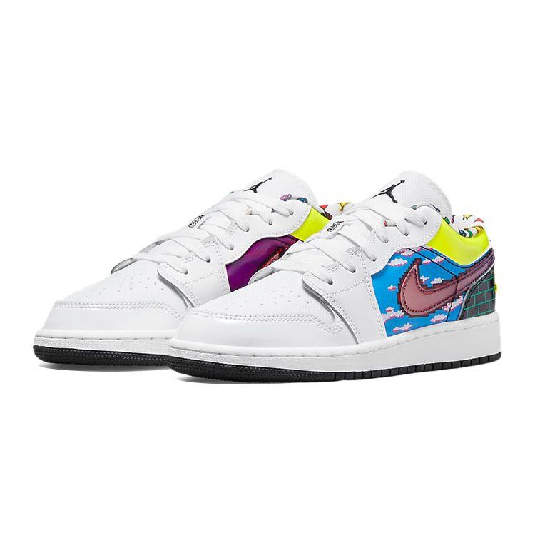 Air Jordan 1 Low Gs Old School Gaming White Rush Pink Lemon Venom DM8969-114