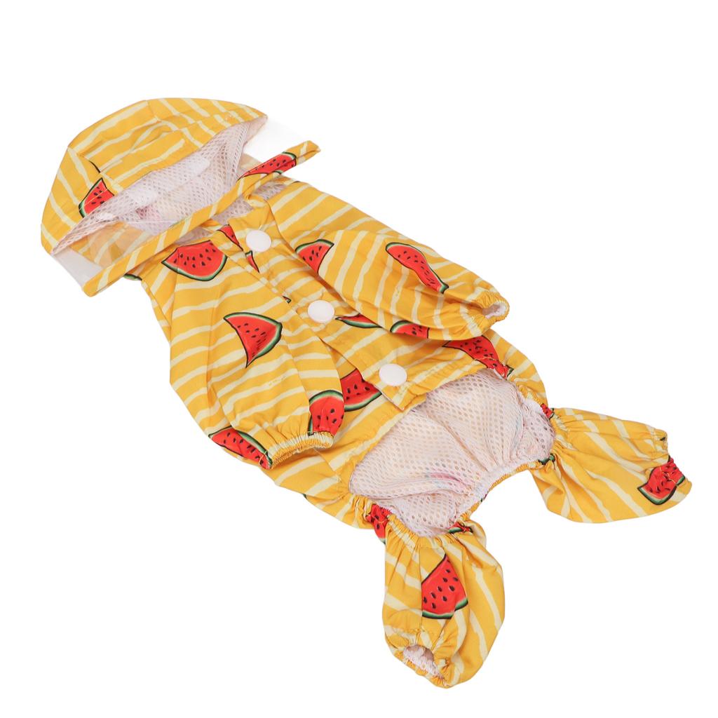 Pet Dog Hooded Rain Coat Lightweight Watermelon Pattern Waterproof Reflective Puppy Raincoat Jacket with D Ring