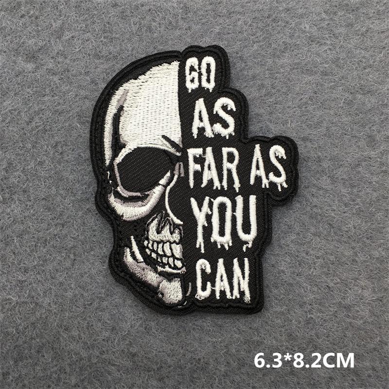 Rock Punk Patches On Clothes Clothing Thermoadhesive Patches Iron On Embroidered Patches Ghost Zipper Black And White Sewing