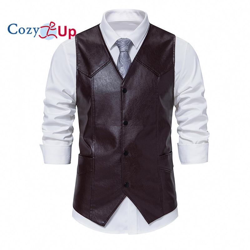 

Мужской винтажный однобортный мотоциклетный жилет Cozy Up с v-образным вырезом L коричневый