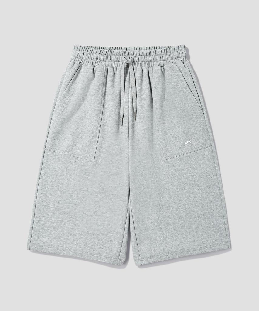 AGOD Carpenter Out Pocket Wide Sweat Shorts [Heather Grey]