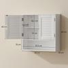 Bathroom Wall Cabinet, Slatted Door, Adjustable Shelf, Open Compartment, 60 x 20 x 60 cm, White