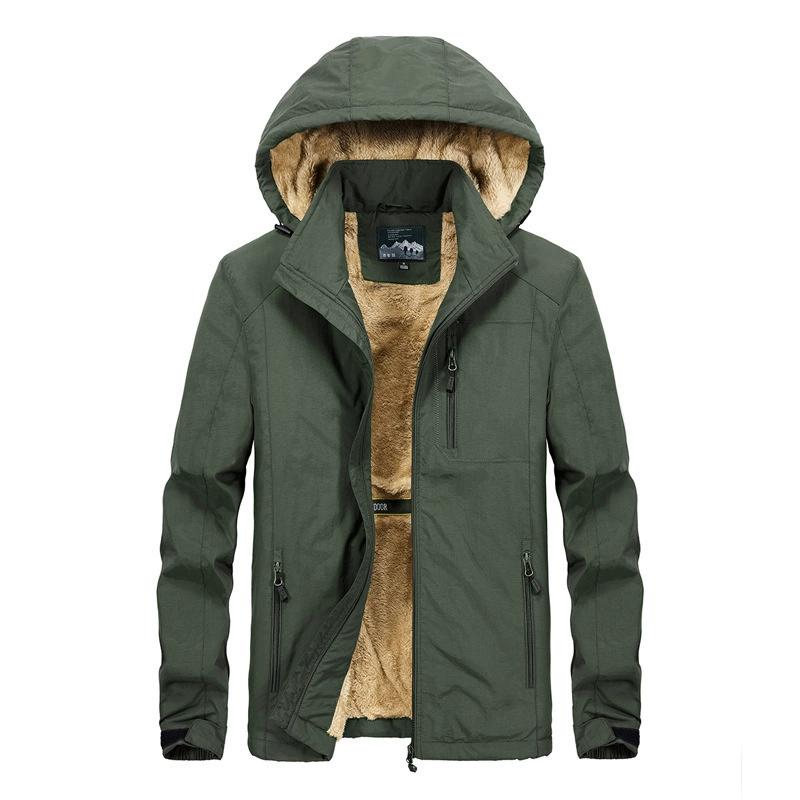 Men's Thick Cotton Coat with Added Fleece, Men's Autumn and Winter Mid To Long Length, Detachable Jacket, Loose and Warm Cotton Clothing
