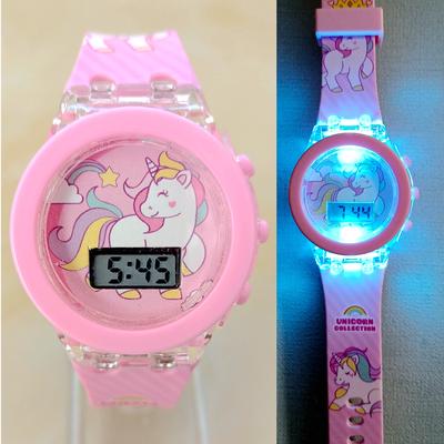 1PC Mädchen Kinder Kinder Cartoon Einhorn Sammlung Digitale Elektronische Flash Glow Up Licht Bunte Geburtstag Party Geschenke Uhren