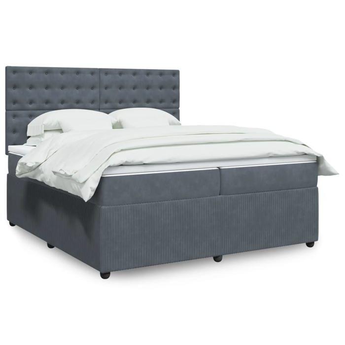 VidaXL Bed Slat Base and Mattress Dark Grey 200x200cm Velvet 3294743