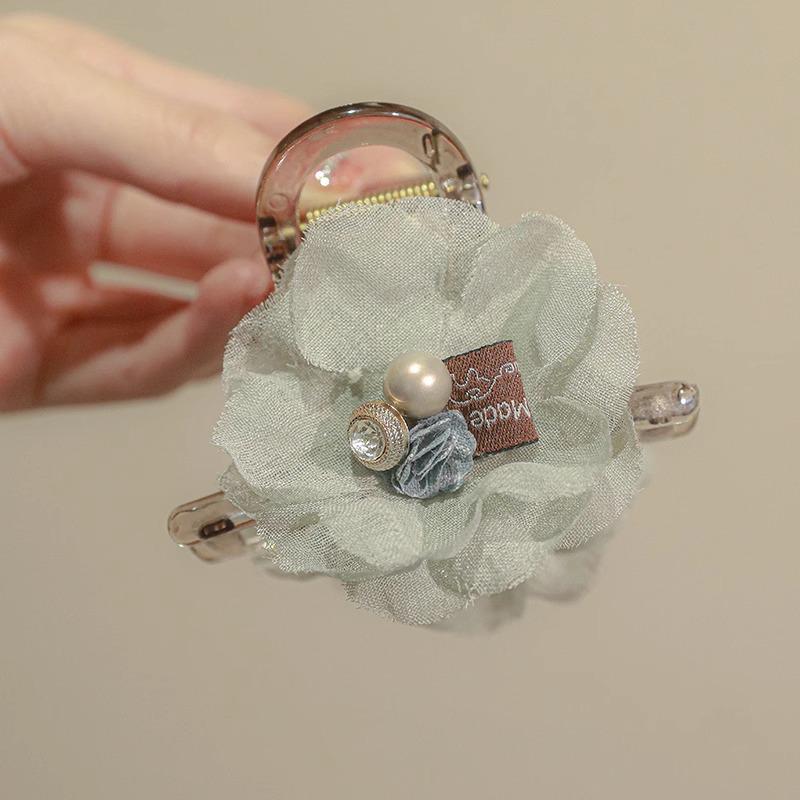 

Летняя жемчужная заколка-краб для волос для женщин - Милая корейская заколка-акула для затылка, Большой размер светло-зеленый