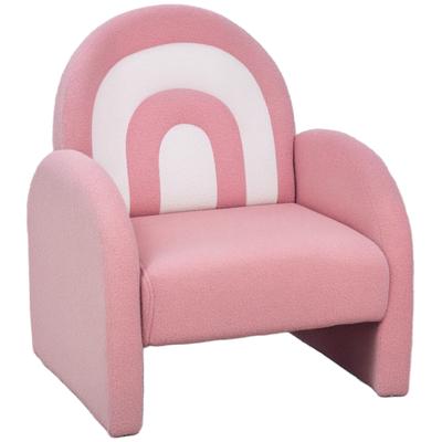 Kindersofa mit regenbogenförmiger Rückenlehne, Mini-Sofa aus weichem Fleecestoff für Kinder, 45x41x52 cm, Pink