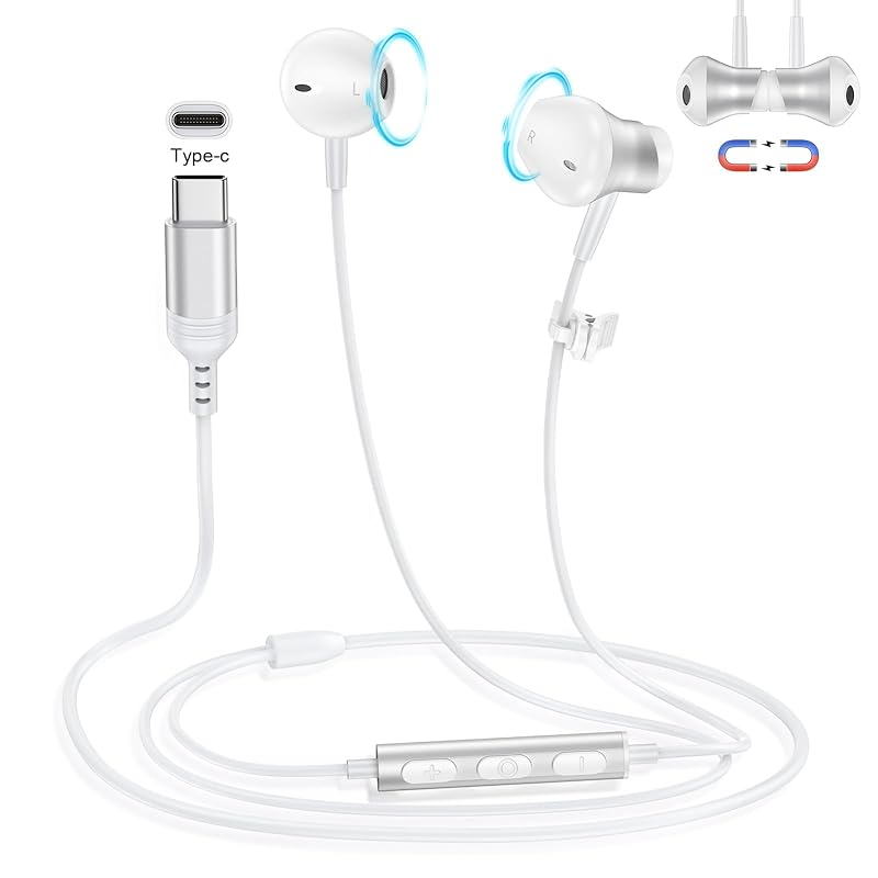 

Viviver type c earphones wired Type-C iphone earphones with microphone [Super clear calls & no noise] HiFi sound quality Comfortable fit Earphones
