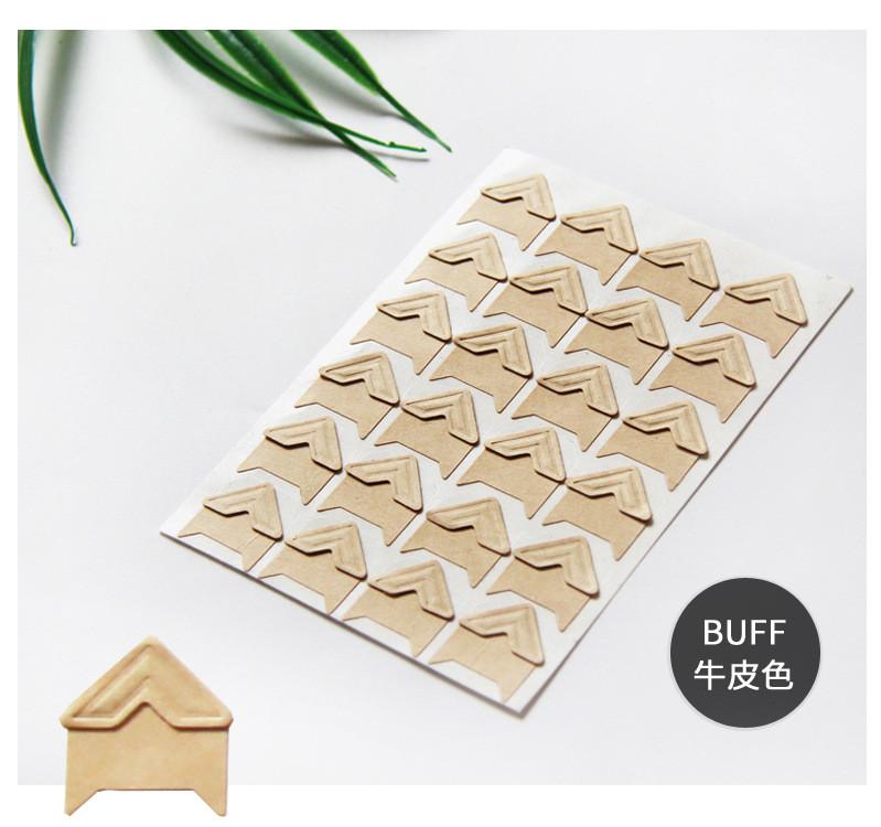 

24 шт./1 лист Самоклеящиеся уголки для фотоальбома, крафт, скрапбукинг, уголки для фотографий кожа буйвола