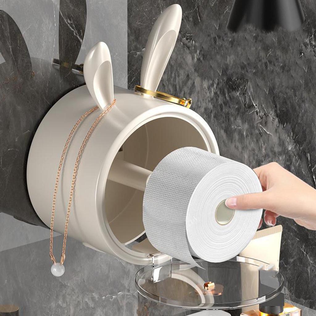 Toilet Paper Holder Cute Rabbit Shaped Waterproof Modern Wall Mount Paper Towel Holder Jewelry Rack