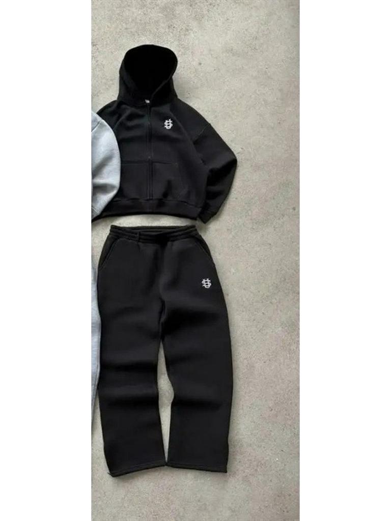 Unisex Hip Hopové tepláky se zipem a výšivkou – Americké velikosti