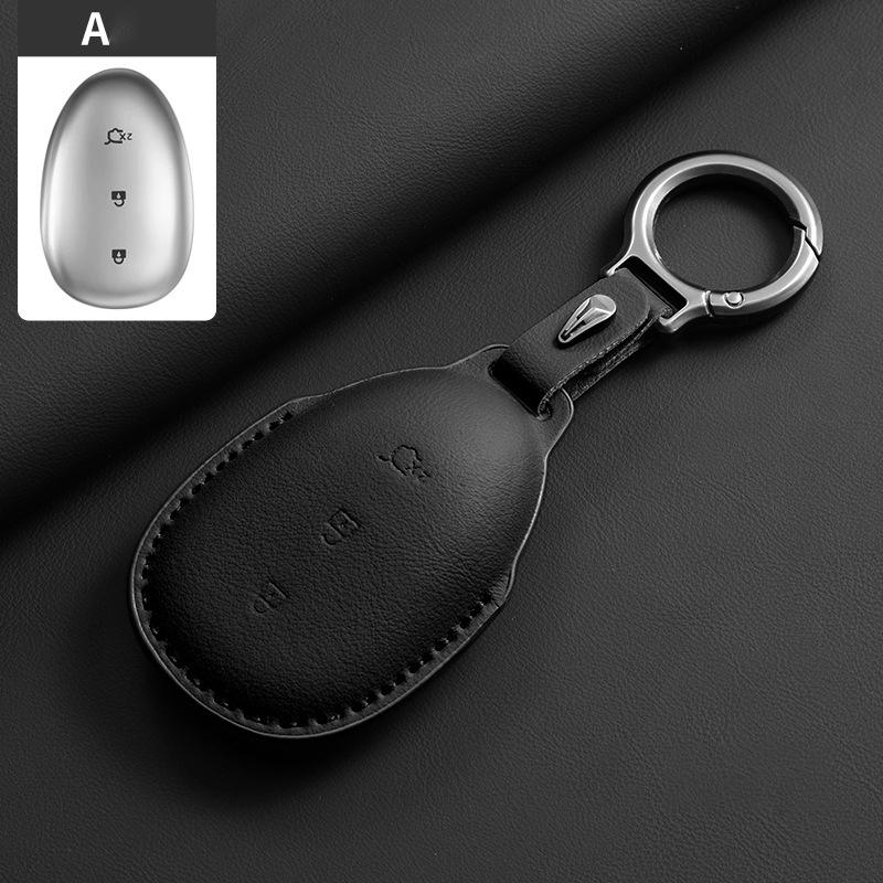 Leather Car Remote Key Case For Changan Qiyuan A07 Q07 Car Accessories Key Shell Cover Fob Holder