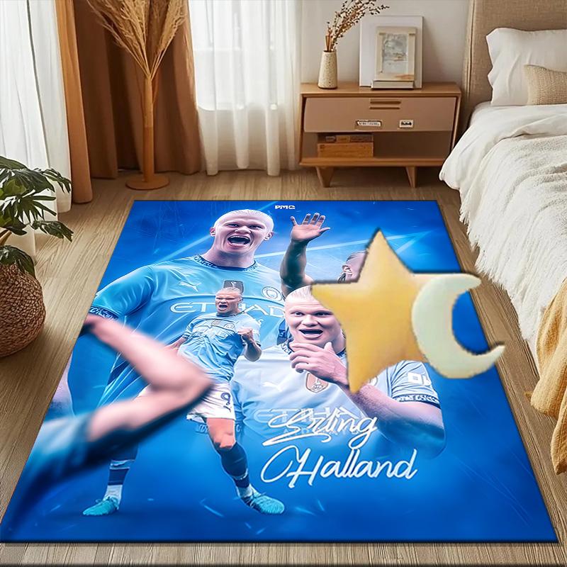 Haaland Football Player Rug Game Carpet, Floor Mat for Bedroom Living Room Entryway Rug, Home Decor Idea Gift for Christmas birthday