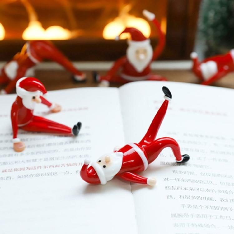 Christmas Decorative Figurine Santa Clauses Ornament Glass Yogas Santa Clauses Figurines for Holiday Car Home Decorations