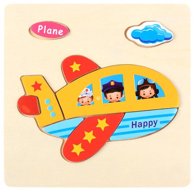 Baby Toys Wooden 3D Puzzle Cartoon Animal Vehicle Wood Jigsaw Puzzles Intelligence Montessori Educational Toys for Children