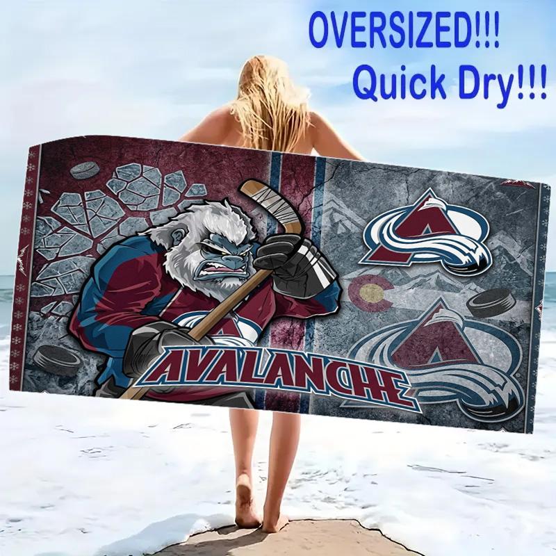Colorado Avalanche Druck Strandtuch, Großes Weiches Schnelltrocknendes Handtuch für Strand Camping Schwimmen